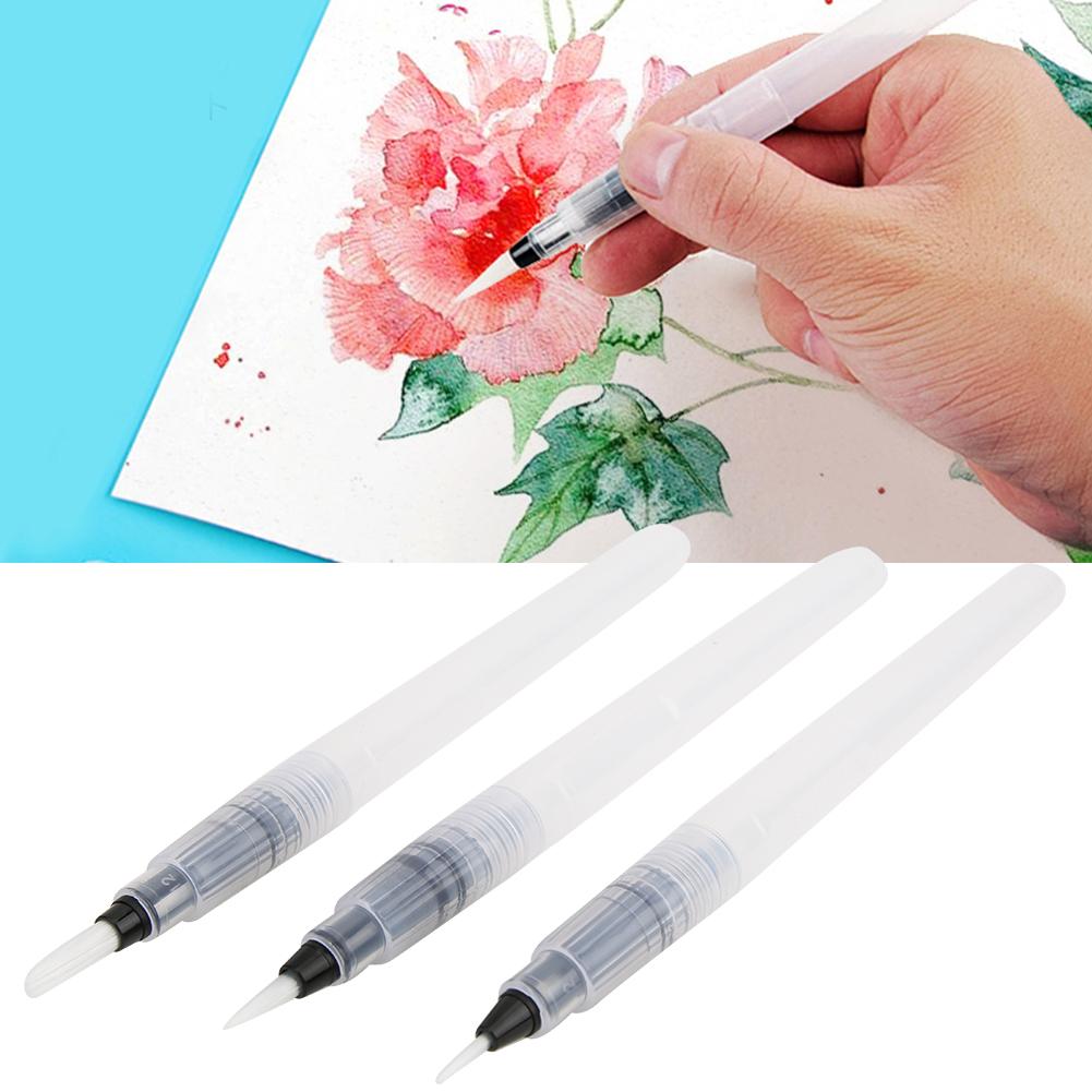 3pcs Artist Water Storage Soft Brush Pen Watercolor Painting Drawing Paintbrush Art Supplies