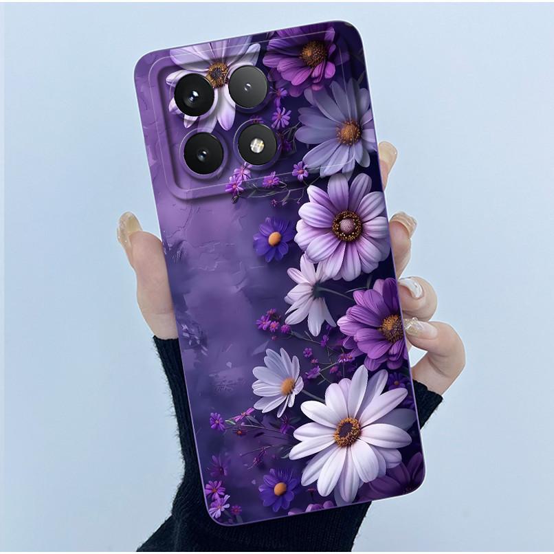 For Xiaomi Poco X6 Pro 5G Case Poco X6Pro Back Cover Fashion Simplicity Floral Soft Liquid Silicone Shell For PocoX6 Pro Fundas