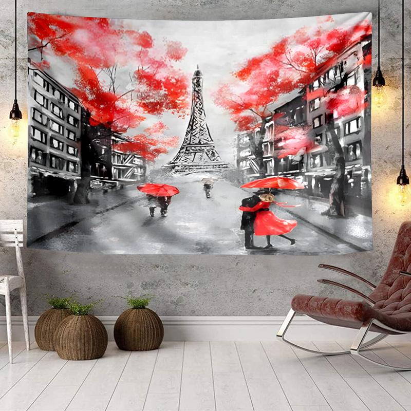 Parisian Eiffel Tower Romance Tapestry Room Decoration Wall Hanging for Living Room Bedroom, dormitory, Birthday and Christmas gifts