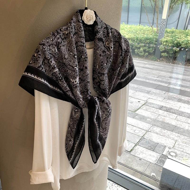 Elegant Square Scarf Women Lightweight Cotton Wrap Shawl UV Protection Stylish Boho Fall Winter