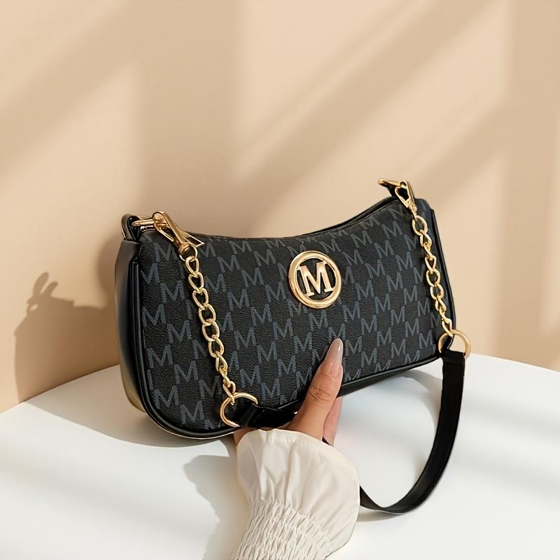 French Retro Underarm Bag for Women, New Model, Letter Print, Small Square Bag, Chain Shoulder Bag, Handbag
