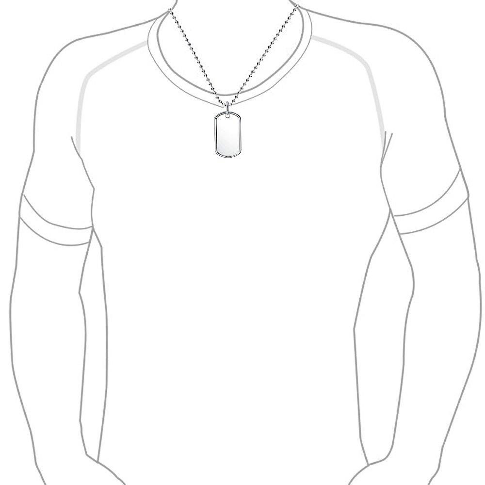 Personalizowany Tradycyjny Męski Duży Wojskowy Nieśmiertelnik Naszyjnik z Wisiorkiem dla Mężczyzn Nastolatków Srebro Próby 925 Długi Koralik Kulkowy 18 Cali Możliwość Personalizacji