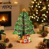 Office Desktop Christmas Ornament 3D Puzzle Paper Tree Decoration Holiday Ornaments Festive Party Table Centerpiece with Star Topper And Gift Box for