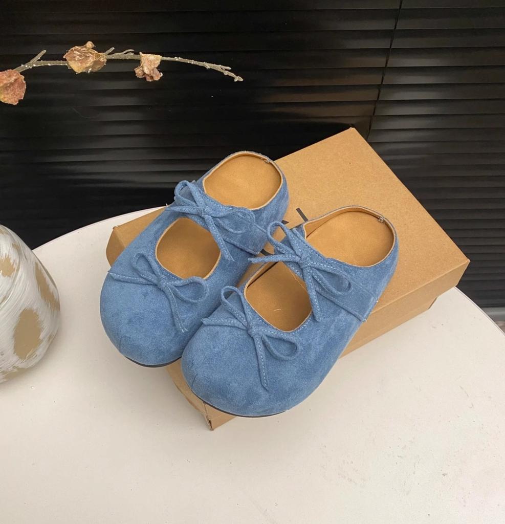 Leather Boken Shoes Women's Bag Head Inner Thick Sole 2025 New Retro Versatile Bow Soft Sole Half Slippers