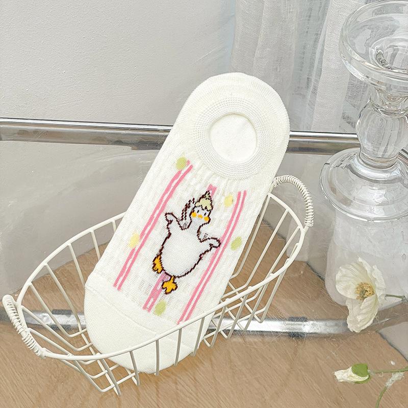 Women's Summer Thin New Cartoon Preppy Style Shallow Mouth Invisible Mesh Hollow Non Slip Socks