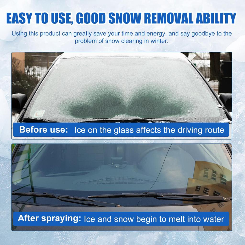 Winter coating de-icing spray for snow melting, quick snow melting and defrosting agent for car windshields, 100ml