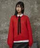 ERER Balloon Sleeve Scallop Knit Red