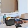 Mesh Cosmetic Nylon Makeup Pouch for Cosmetics and Small Perfect for Business Trips and Flat and Pack of 4 Pouch, Items, Travel, Square, (Black)