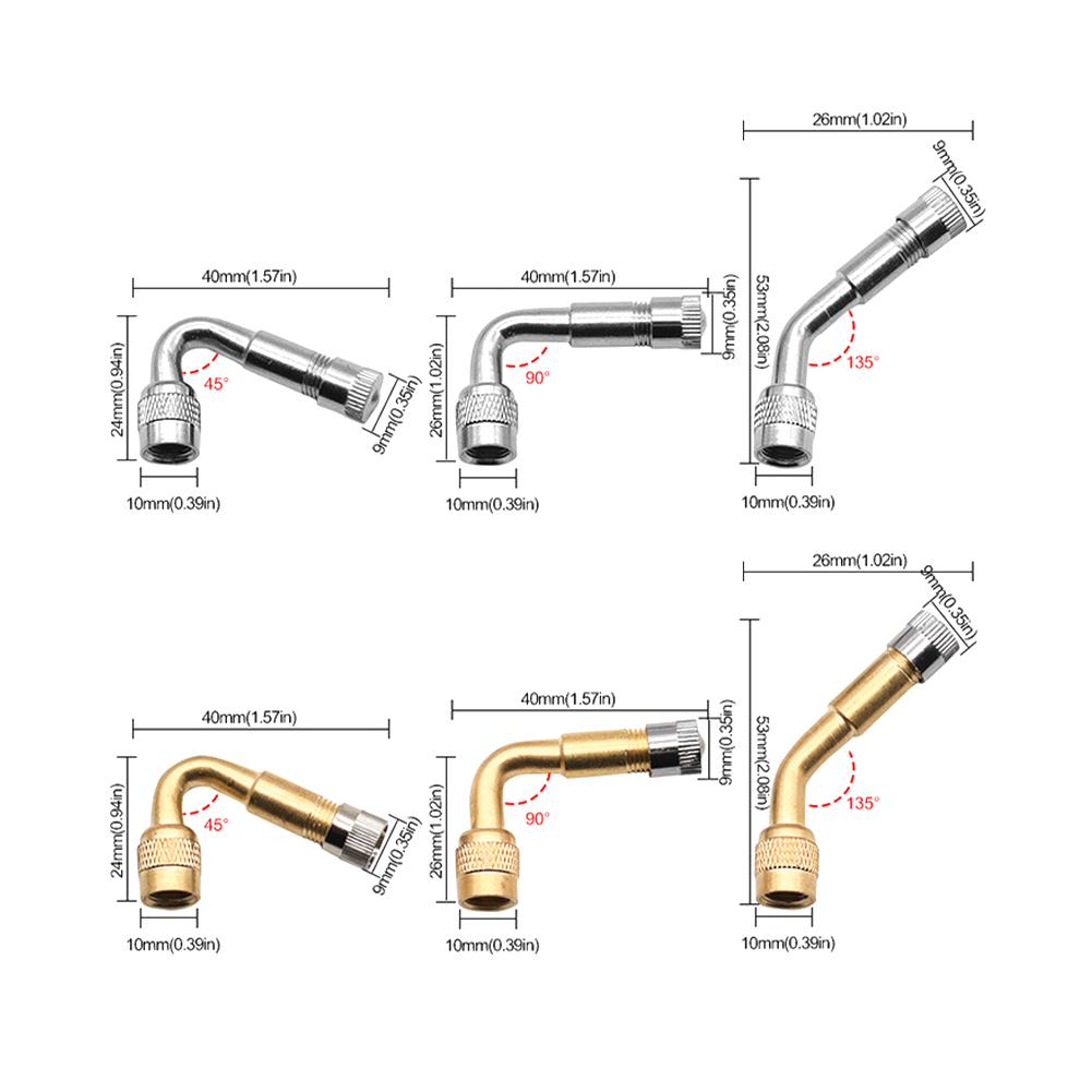 45/90/135 Degree Angle Brass Motorcycle Bent Valve Adaptor Tyre Tube Valve Extension Adapter for Car Truck Motorcycle Cycling Accessories