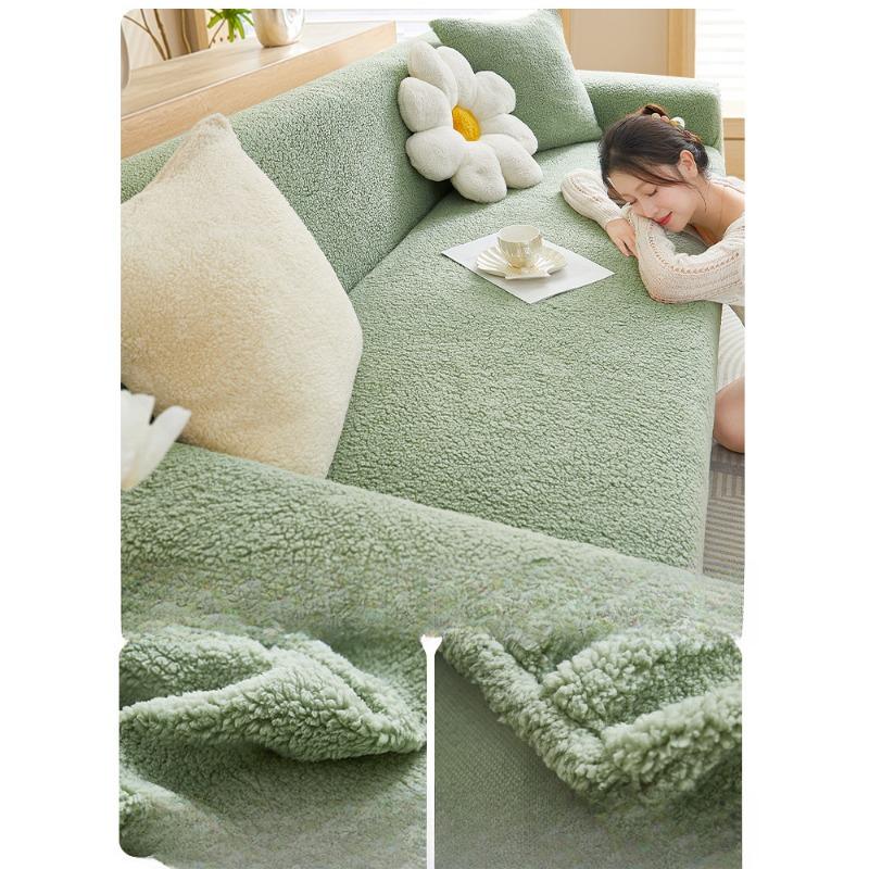 Stretch Sofa Cover All-Inclusive Universal Cover Winter Thickened Fleece Anti-Scratching Sofa Cover
