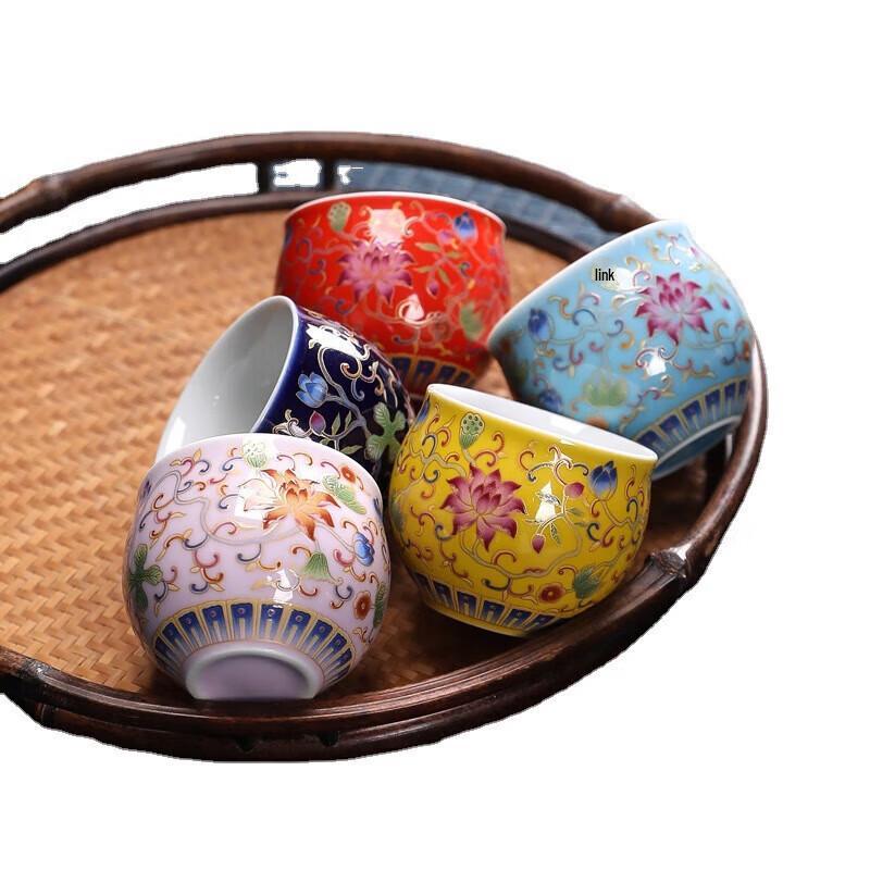 Chaxun 75ml Cylinder Enamel Ceramic Tea Cup