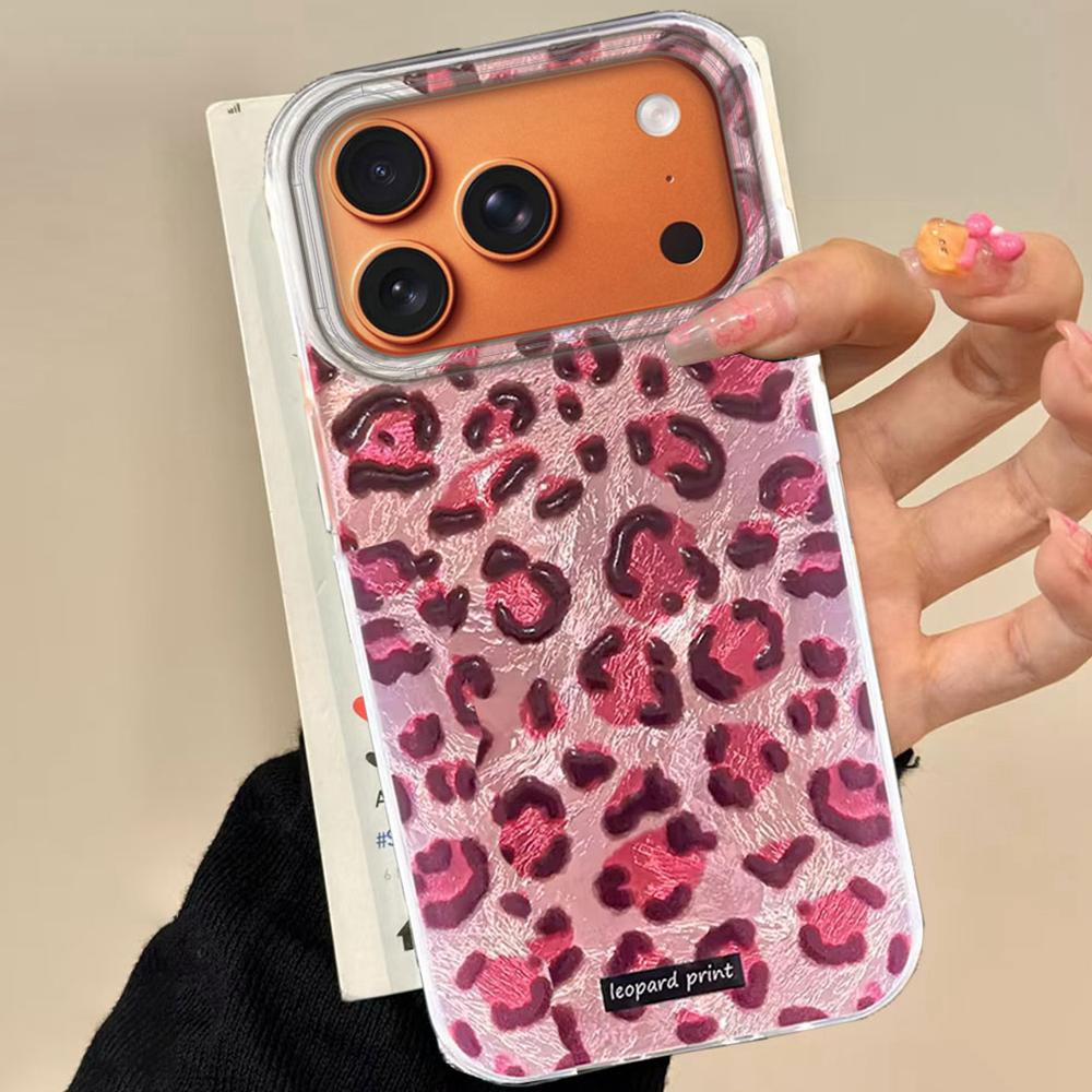 Korean Fashion Pink Leopard Print Phone Case for iphone 17 Air 16 15 14 13 11 12 Pro Max 7 8 Plus X XS XR SE 2022 2020 16e Cover