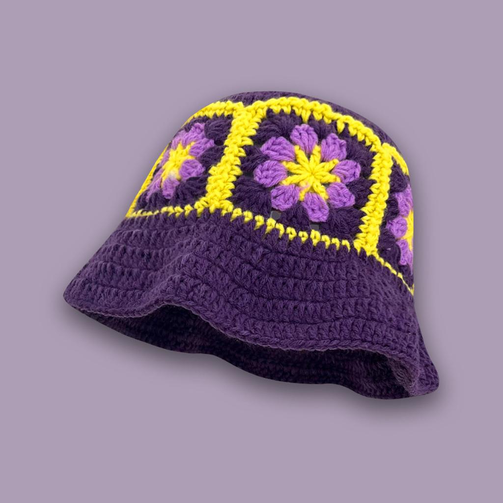 Summer Sunproof Crochet Bucket Hat Ladies Spring Commute Camping Fisherman Cap with Flower Pattern for Girlfriend