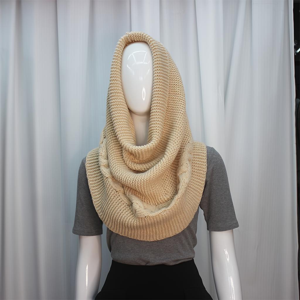 Women'S Elegant Loose-Fit Cable- Sweater Scarf - Soft Warm Winter Shawl, Solid Color Versatile Neck Wrap for Casual Outings