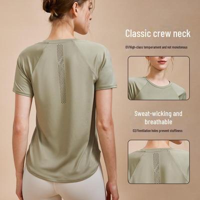 Dam T-shirt för yoga och löpning med snabbtorkande lös passform - Vår/Sommar