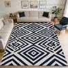 Blue Modern Geometric Style Big Living Room Rug Decoration Laundry Room Antiskid Fluffy Carpet Easy Clean Short Velvet Floor Mat