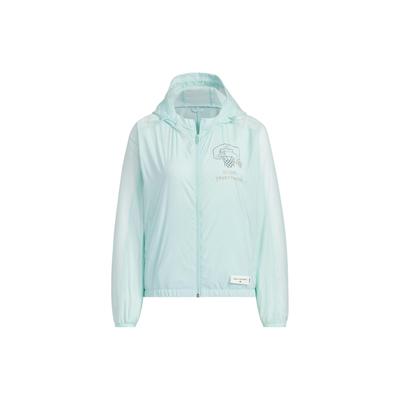Woven Zip Hooded Jacket Women Outerwear Light-Blue JN6656