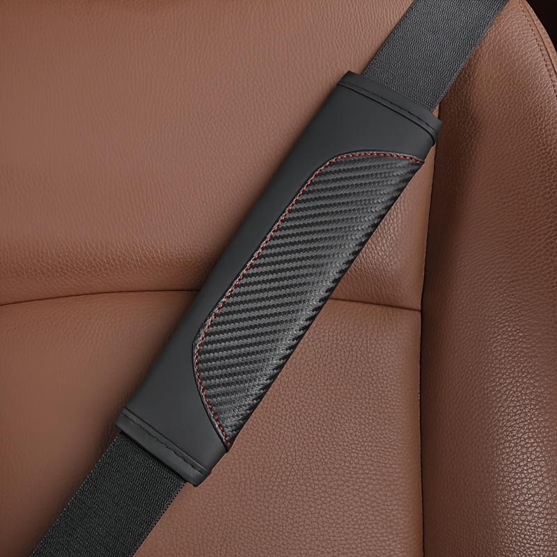 1pc Carbon Fiber Pattern PU Leather Car Seat Belt Shoulder Pad, Comfortable Protective Cover for Car Seat Belt Comfort Seat Belt Cover Shoulder Strap