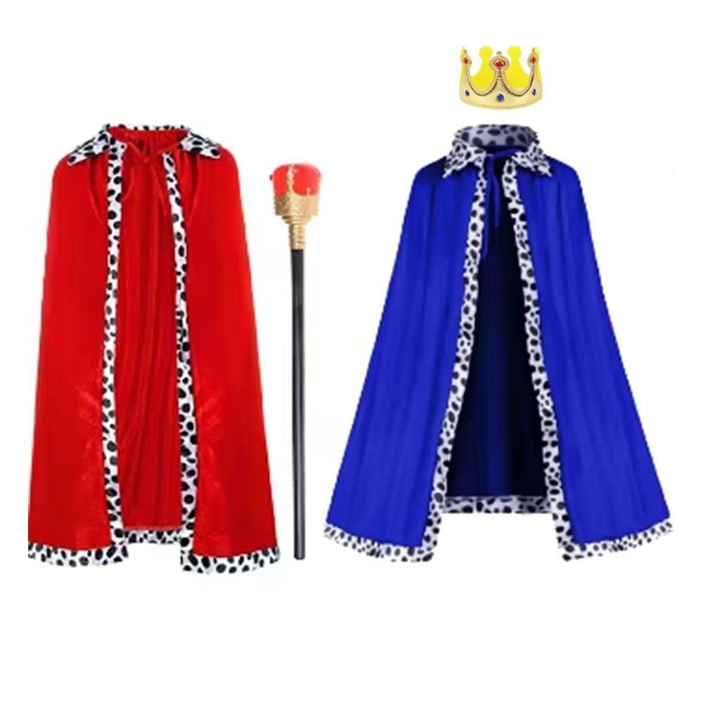 Red Velvet Adult Kids Prince Robe 80/90/130/150cm Cosplay Dress Up  for Parent-child Activity