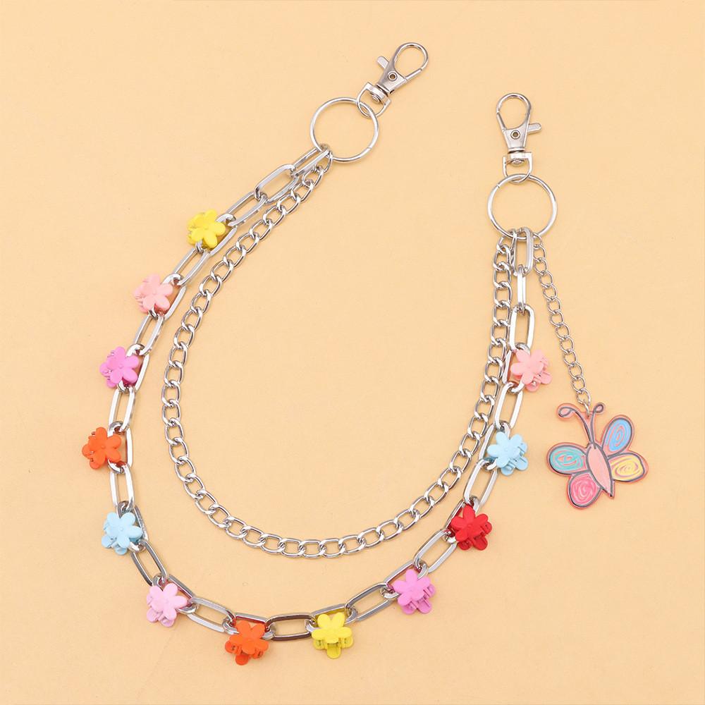 Metal Floral Hair Clips And Butterfly Waist Chain For Unisex Youth Fashion Accessories