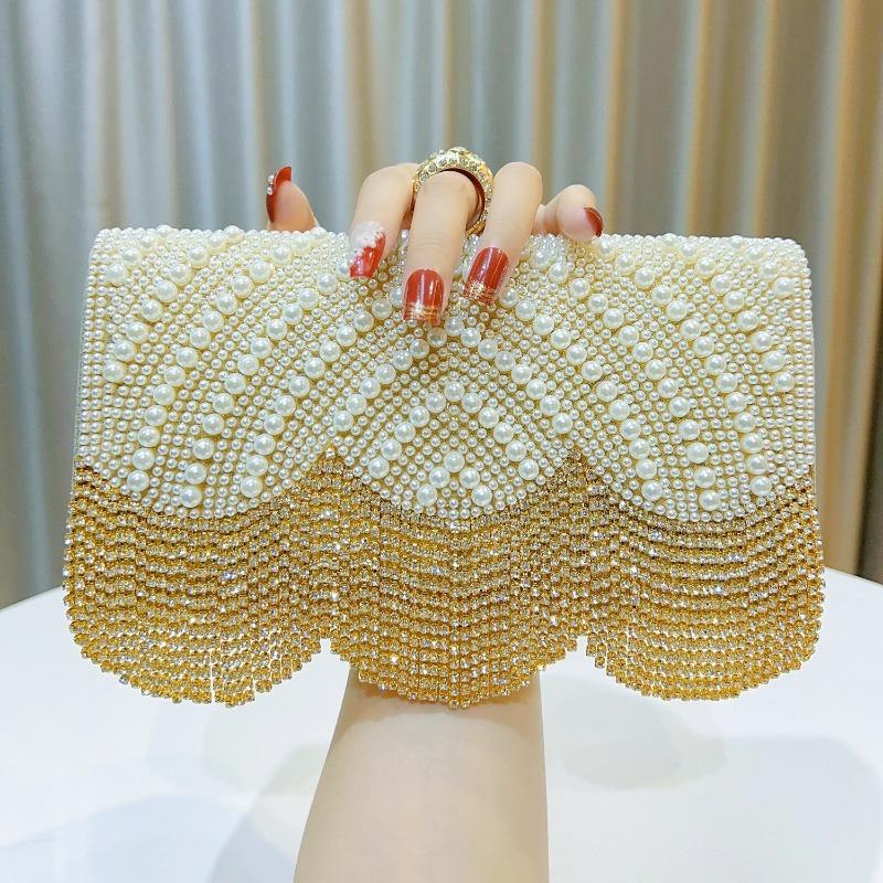 Pearl Water Diamond Dinner Bag Tassel Clutch Crossbody Single-shoulder Handbag