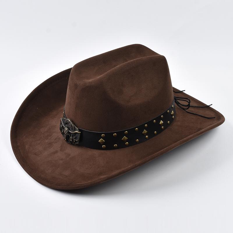 Suede Western Cowboy Hats Vintage Big-edge Gentleman Cowgirl Jazz Hat Holidays Party Cosplay Hat Sombrero Caps