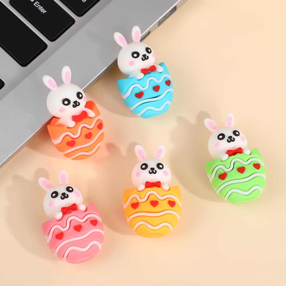 Creative Easter Ornaments: Painted Egg & Cartoon Rabbit Plush Toys for Home Decor & Gifts
