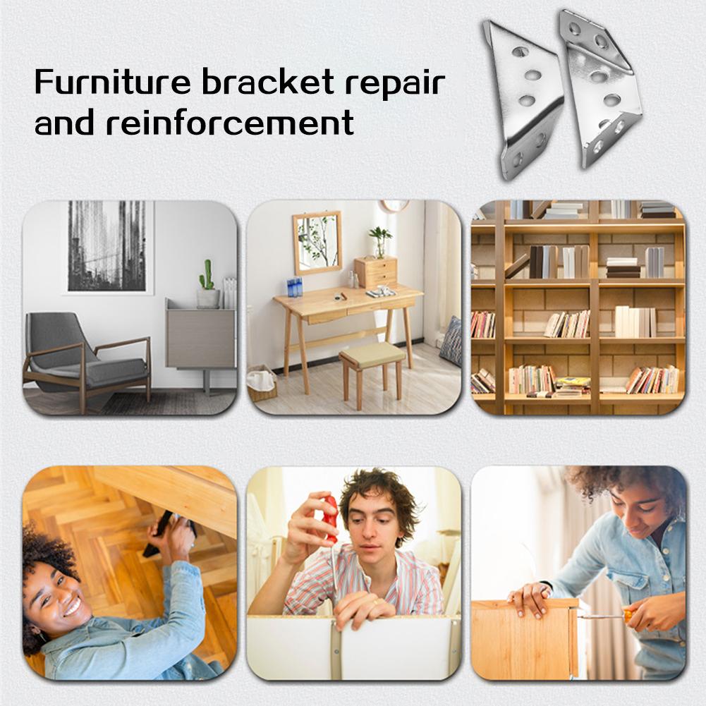 Corner Brackets Stainless Steel Furniture Angle Shelf Connector Cabinet Support Fixing Frame Corner Brace with Screw 4/16/20pcs