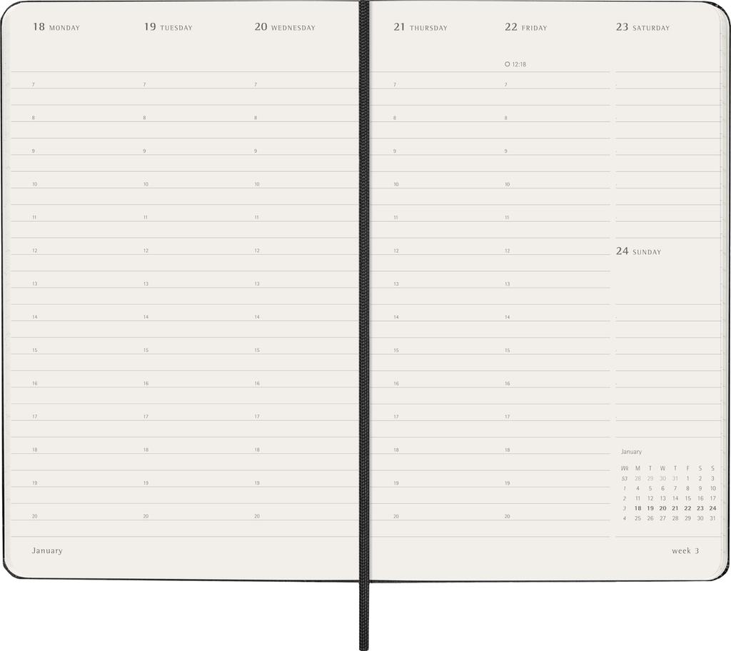 Moleskine 2027 January 12 Pro Large Size x Black DHB12PRO3Y27 Planner, Start, Months, Vertical, (13cm 21cm), Hardcover,