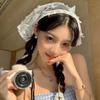 Woman Lace Triangle Headscarf Headwear Butterfly Print Turban Bandana Headbands Girl Court Bonnet Fashion Sweet Hair Accessories