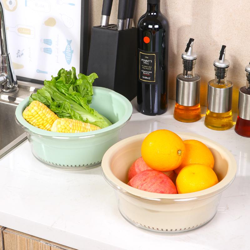 Double-Layer Large Capacity Kitchen Colander & Washing Basin