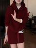 Elegant Red Hooded Sweatshirt & Skirt Set: Light Luxury Two-Piece Women's Fashion for Spring & Autumn