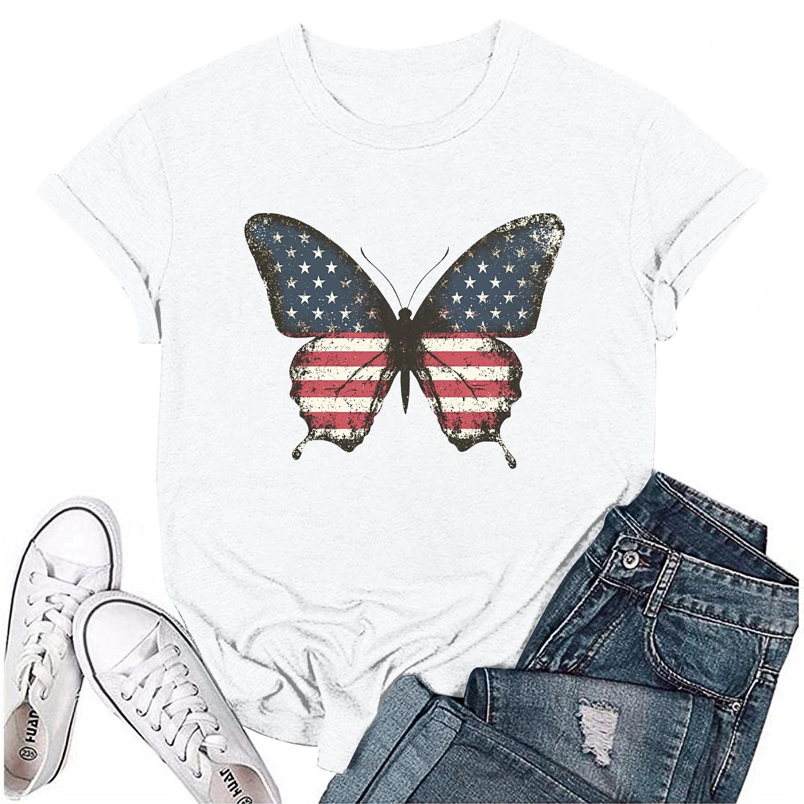 

Дорослі повсякденні щоденні круглий виріз з принтом на День незалежності з короткими рукавами футболка з літерами XL білий