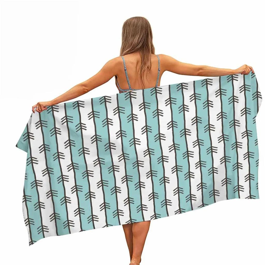 Geometric Stripe Microfiber Beach Towel Portable Quick Fast Dry Sand Outdoor Travel Camping Swim Blanket Thin Yoga Gym Mat Women