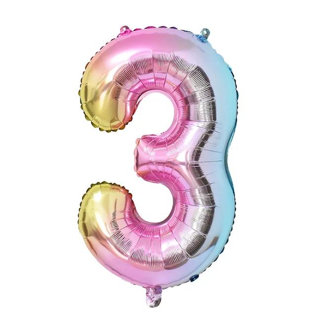 New 1Set Rainbow Unicorn Balloon 32 inch Number Foil Balloons 1st Kids Unicorn Theme Birthday Party Decorations Baby Shower Glob