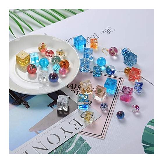 Silicone Mold Sphere Round Earring Ball Perforated 3D Square Ball Set of 4 Hole Epoxy Resin UV Resin Mold DIY Mold Handmade Bead Mold Cutting Mold