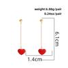 S925 Silver Needle Heart Earrings Full Diamond Valentine's Day Elegant Light Luxury Red Inlaid Diamond Earrings Niche Design Sense Stud Earrings