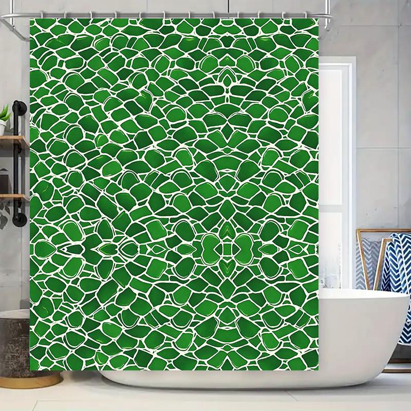 

Green Leaf Print Shower Curtain Waterproof Bathroom Decor W60H190(CM)-1 Pcs