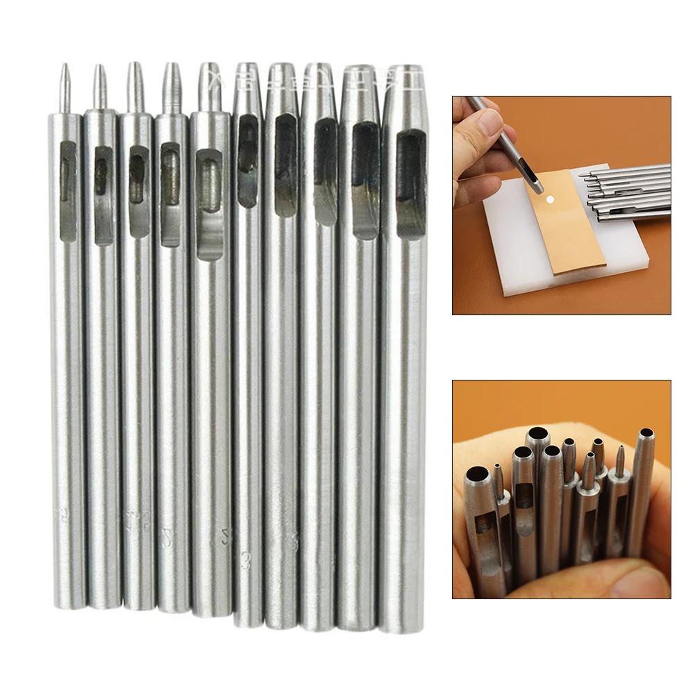 10Pcs Leather Hole Punching Tools Hollow Round Hole Puncher Clothing Sewing Leathercraft Handmade Belt 0.5-5 Mm Hole Puncher