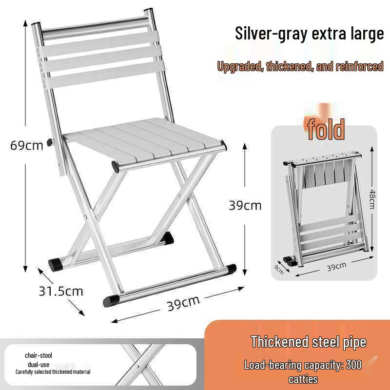 Ultralight Outdoor Folding Stool with Backrest - Dual-Use for Fishing, Camping, and Barbecue