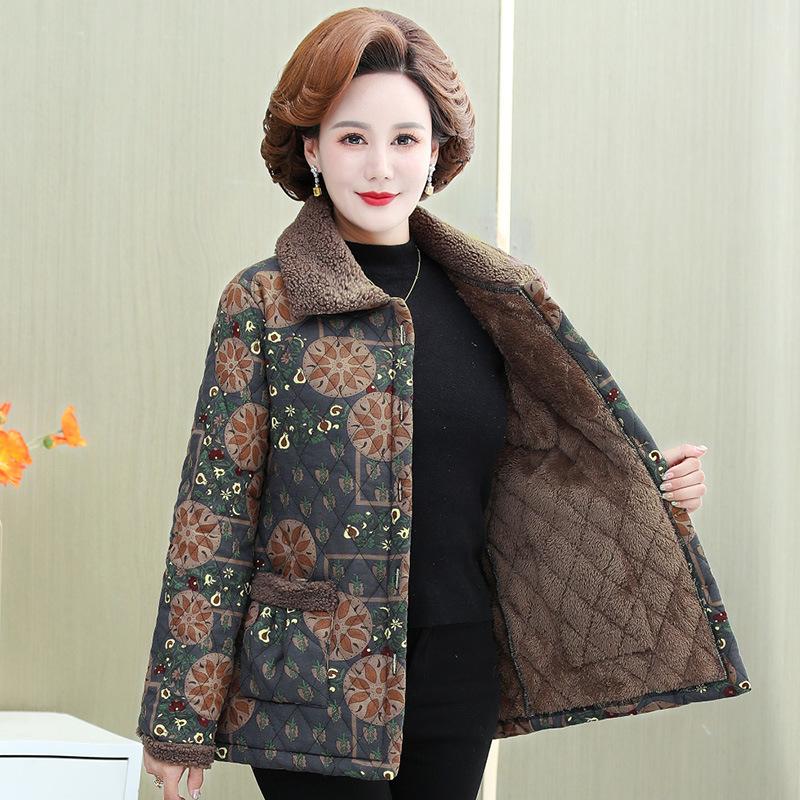 Ropa de invierno de algodón para madres, abrigo acolchado grueso y cálido de felpa, parkas informales para madres de mediana edad, chaqueta para abuelas mayores