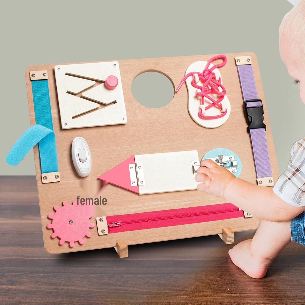 Montessori Baby Busy Box: Wooden Fine Motor Skill Toys for 1-3 Years