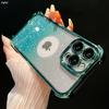 For iPhone 15 Pro Max Luxury Plating Frame Flash Glitter Phone Case For iPhone 11 12 13 14 15 16 Plus Lens Protective Cover