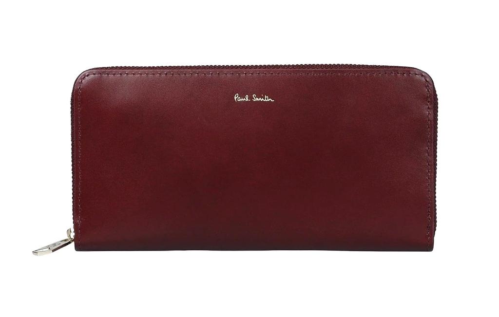 Paul Smith Leather Luxe Shine Cowhide Long Bordeaux Men's Zip-Around Wallet,
