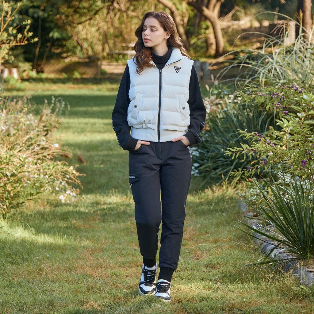 CHALLENGER Women'S Cargo Pocket Stretch Lightweight Padded Jogger Pants Black