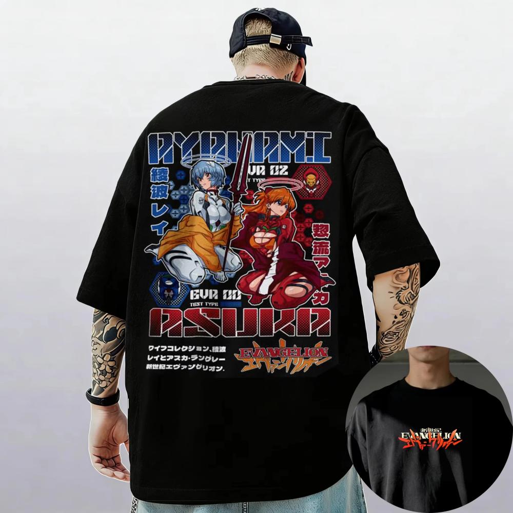 2026 Summer Neon Genesis Evangelion Ayanami Rei Asuka Classic Style Short Sleeve T-shirt Men Women Parent-Child Cotton Tee Tops
