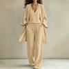 QICED Women's Fashion Casual Long Sleeve V Neck Pants Suits