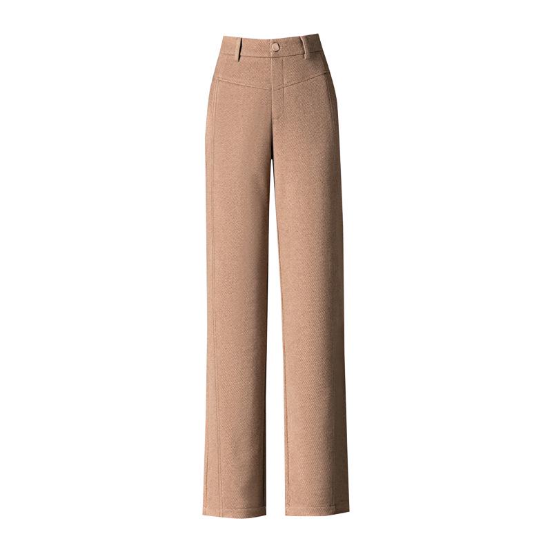 2024 Autumn/Winter Women's Loose Slimming Acetate Wool Pants - Extra Thick, Narrow to Wide Leg, for Middle-Aged Moms