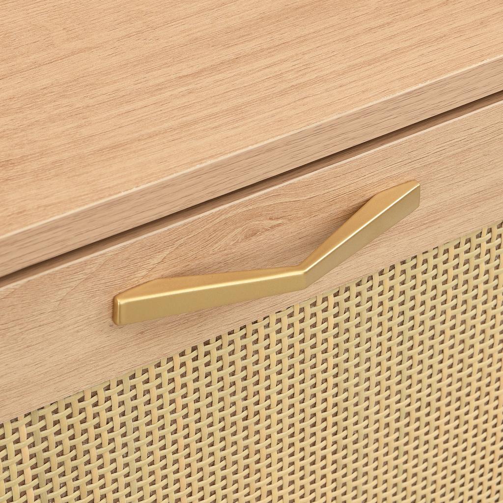 Elegant Wooden Shoe Cabinet with Rattan Doors – 4 Doors, Metal Frame and Top Shelf for Stylish and Organized Storage.