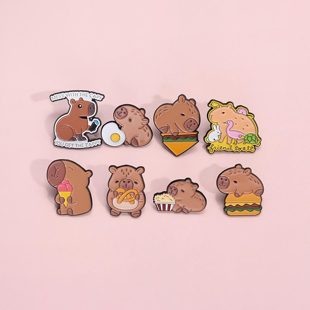 Packung mit 8 Capybara Metall-Anstecknadeln Tier-Anstecknadel Stilvolle Korsagen-Anstecknadel Bekleidungsaccessoire für Modebegeisterte